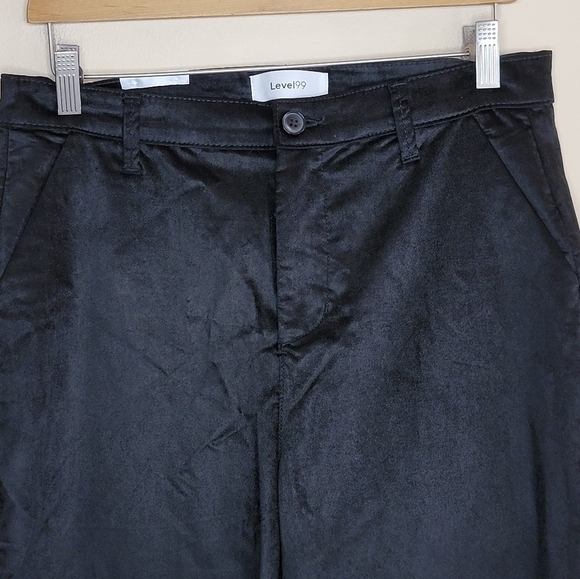 NWT Evereve Level 99 | High Rise Black Velvet Flared Leg Pants Size 31 - Picture 6 of 6